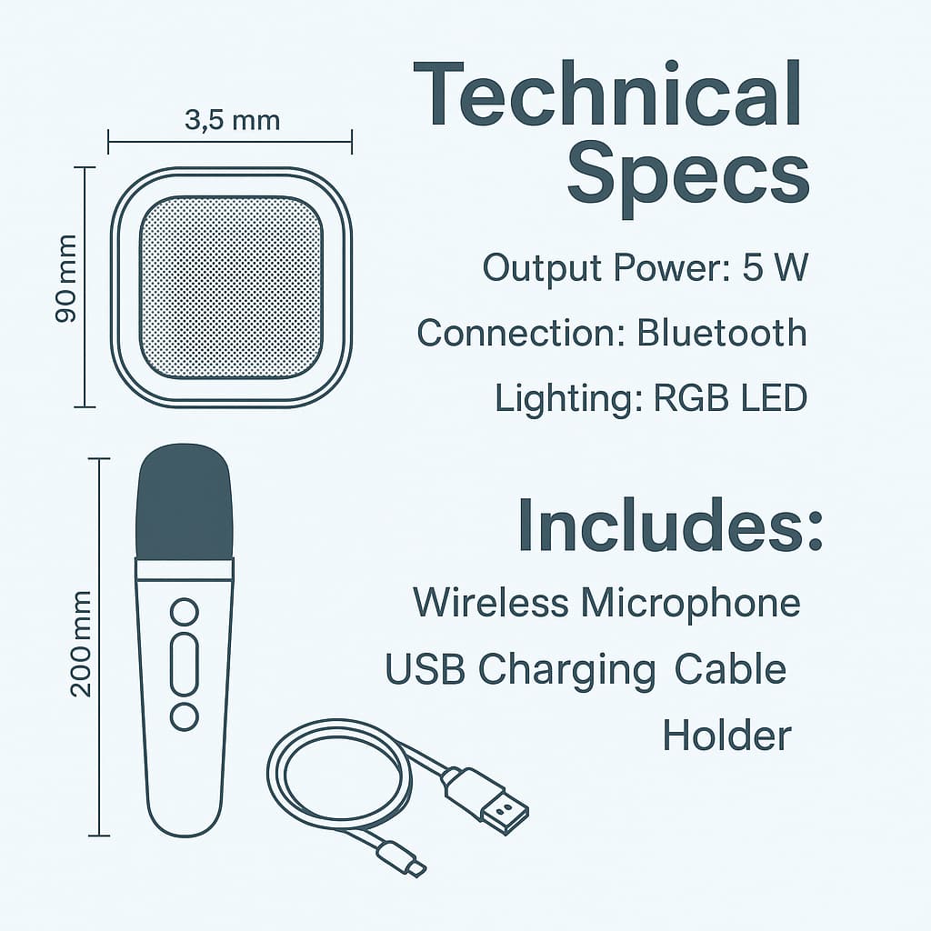 GadgetsNest™ Portable Karaoke System – Wireless Mic + LED Party Speaker