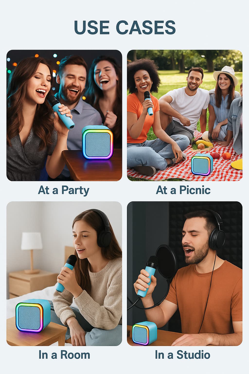 GadgetsNest™ Portable Karaoke System – Wireless Mic + LED Party Speaker