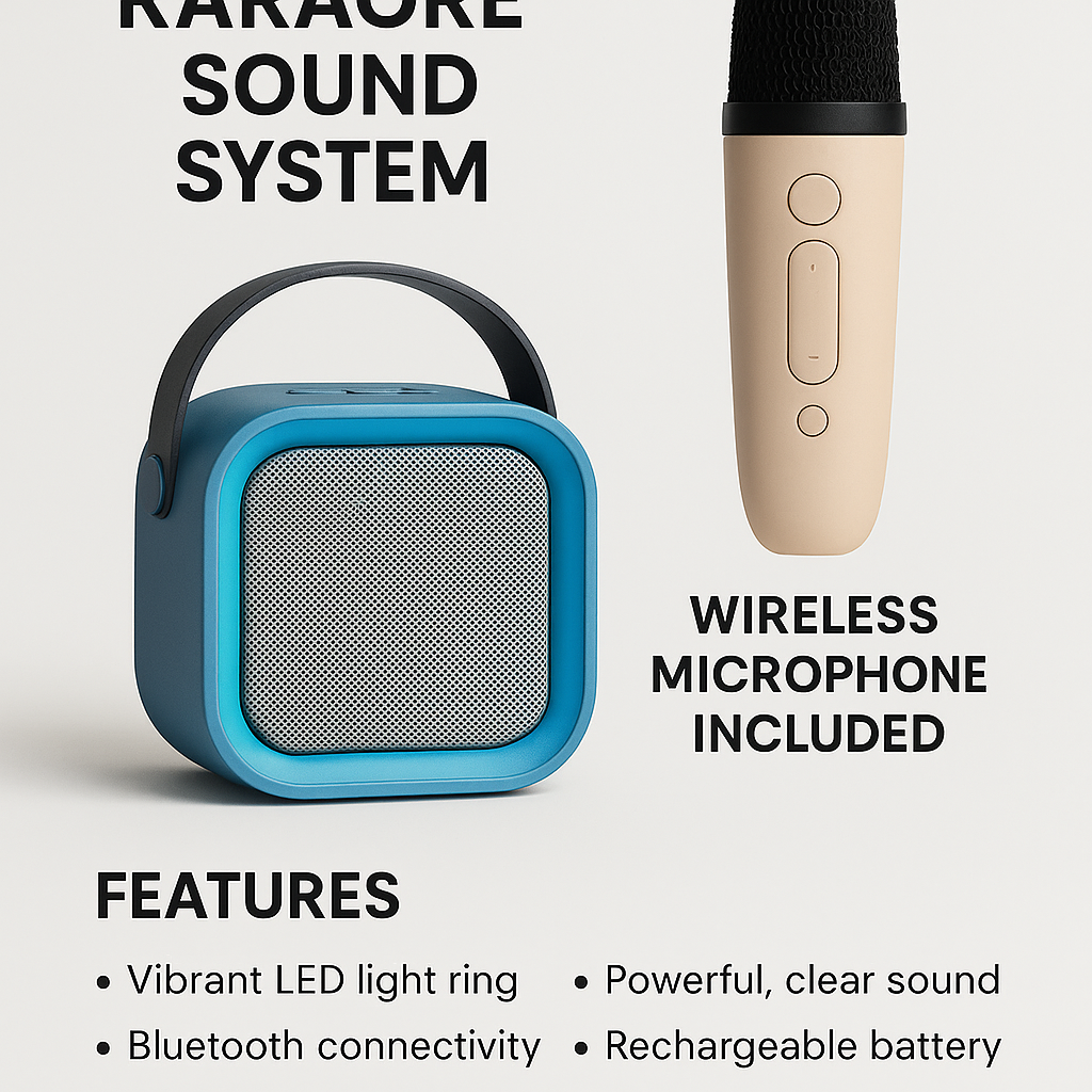 GadgetsNest™ Portable Karaoke System – Wireless Mic + LED Party Speaker